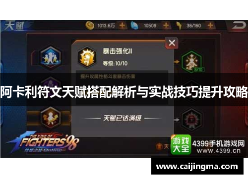 阿卡利符文天赋搭配解析与实战技巧提升攻略